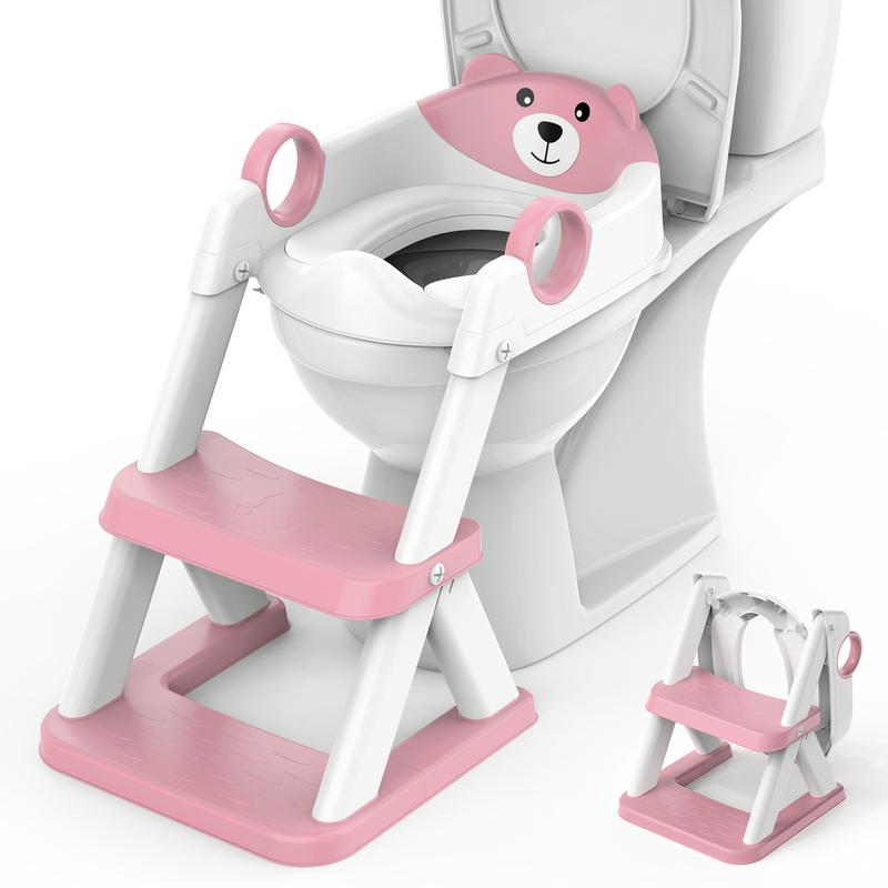 Toddler Toilet Training Seat with Adjustable Step Ladder & Soft Cushion