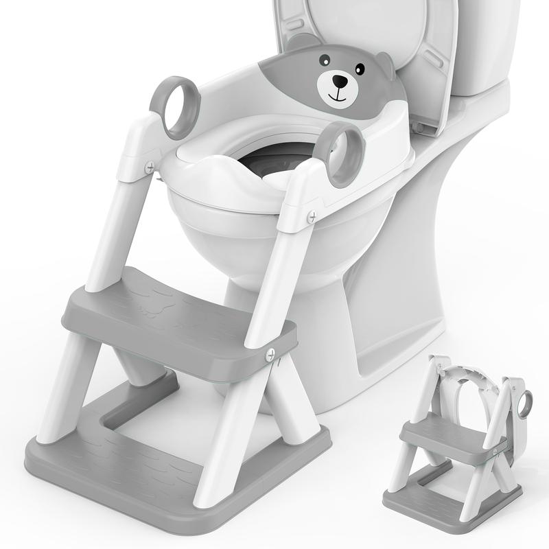 Toddler Toilet Training Seat with Adjustable Step Ladder & Soft Cushion