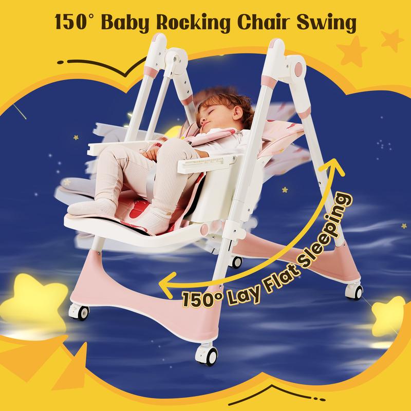 5-in-1 Baby High Chair with Adjustable Recline, Tray & Foldable Design