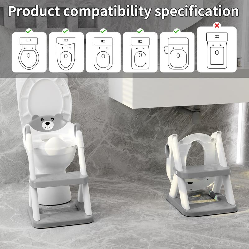 Toddler Toilet Training Seat with Adjustable Step Ladder & Soft Cushion