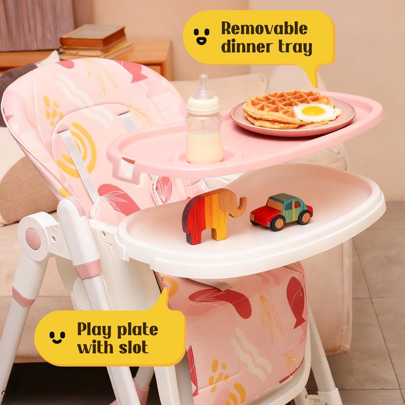 5-in-1 Baby High Chair with Adjustable Recline, Tray & Foldable Design