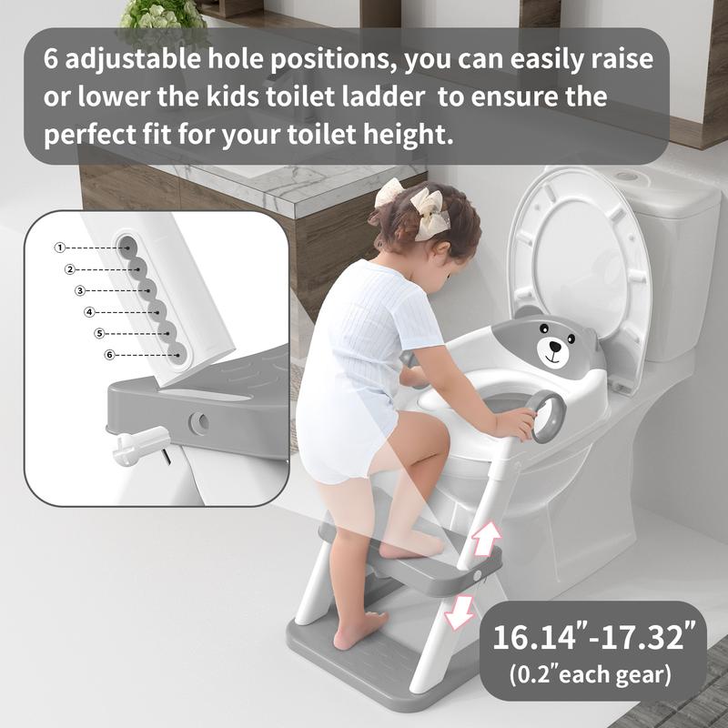 Toddler Toilet Training Seat with Adjustable Step Ladder & Soft Cushion