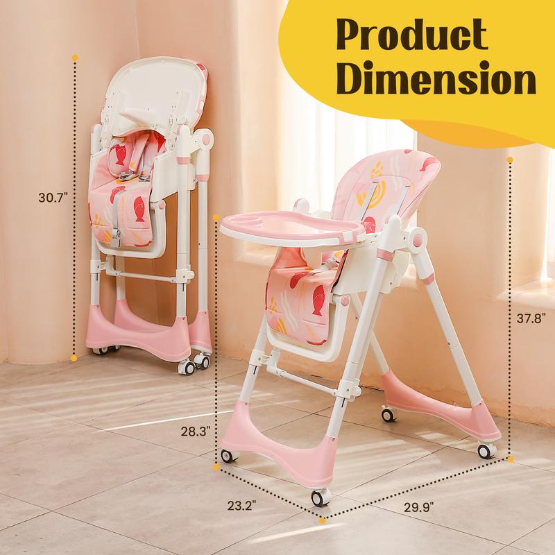 5-in-1 Baby High Chair with Adjustable Recline, Tray & Foldable Design
