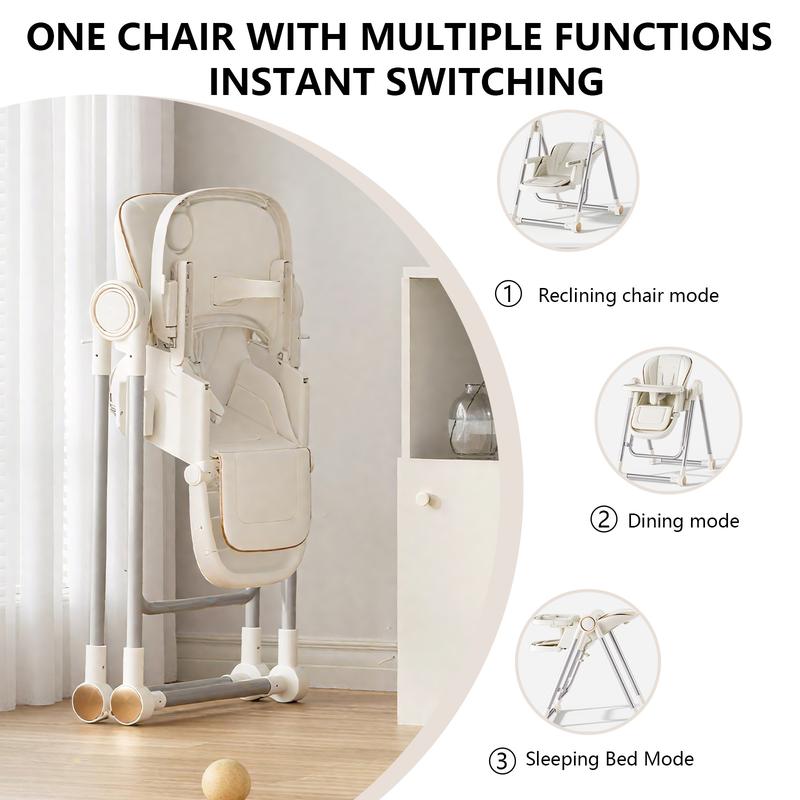 3-in-1 Baby High Chair,Foldable, Adjustable & Easy to Clean