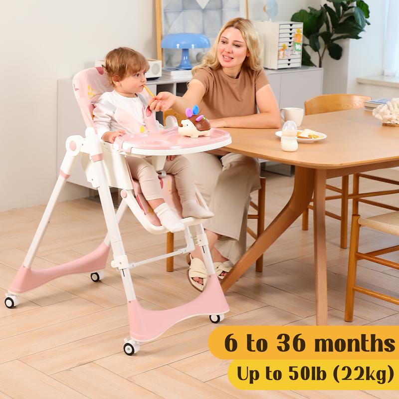 5-in-1 Baby High Chair with Adjustable Recline, Tray & Foldable Design