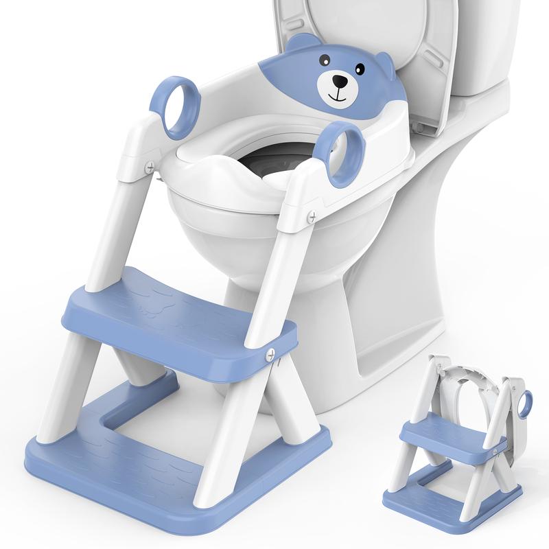 Toddler Toilet Training Seat with Adjustable Step Ladder & Soft Cushion