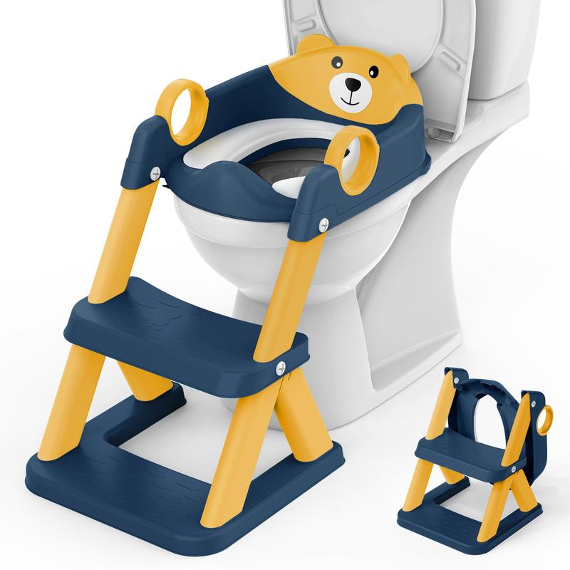 Toddler Toilet Training Seat with Adjustable Step Ladder & Soft Cushion