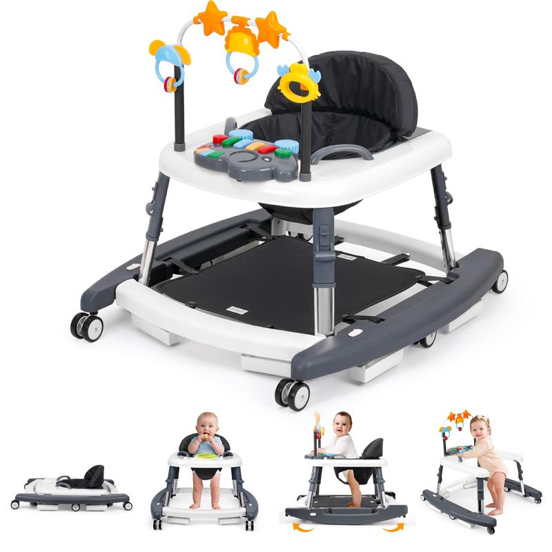 5-in-1 Baby Walker with Music Toy, Foldable Design & Adjustable Height