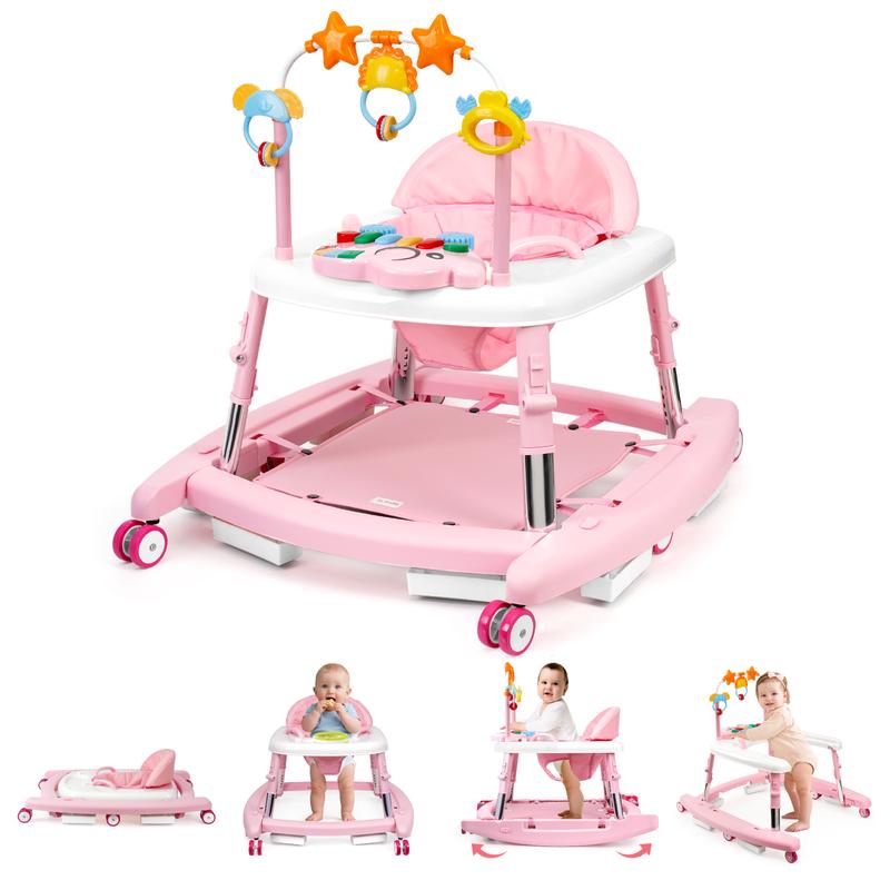 5-in-1 Baby Walker with Music Toy, Foldable Design & Adjustable Height