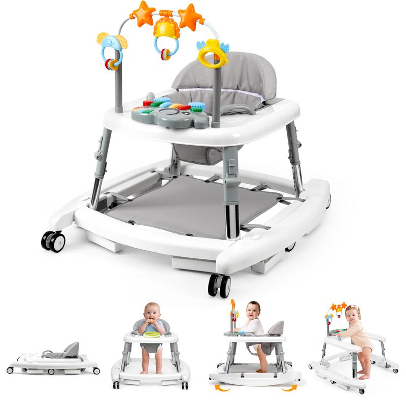 5-in-1 Baby Walker with Music Toy, Foldable Design & Adjustable Height